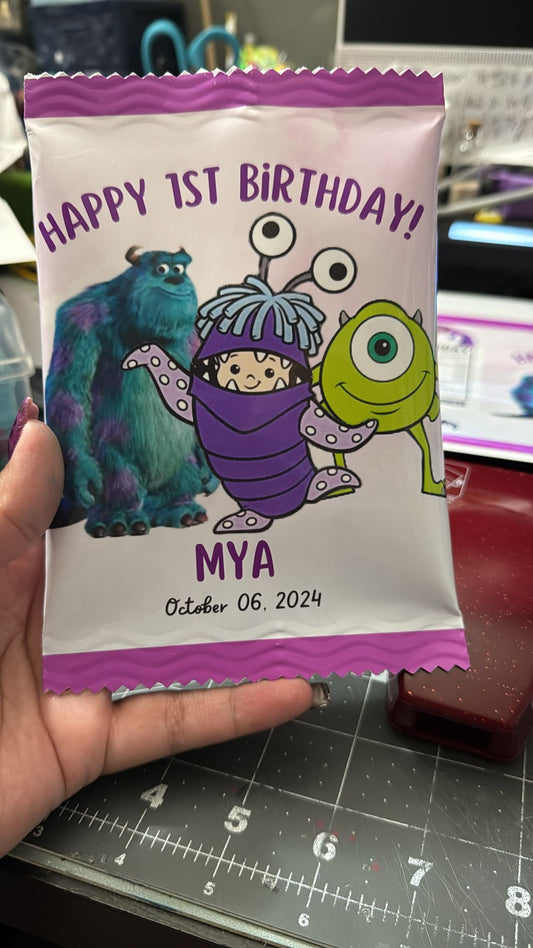 Customized chip bags for party favors