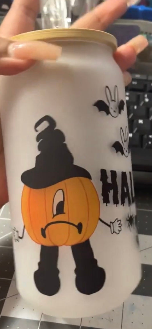 Glass tumbler Bad bunny Pumpkin