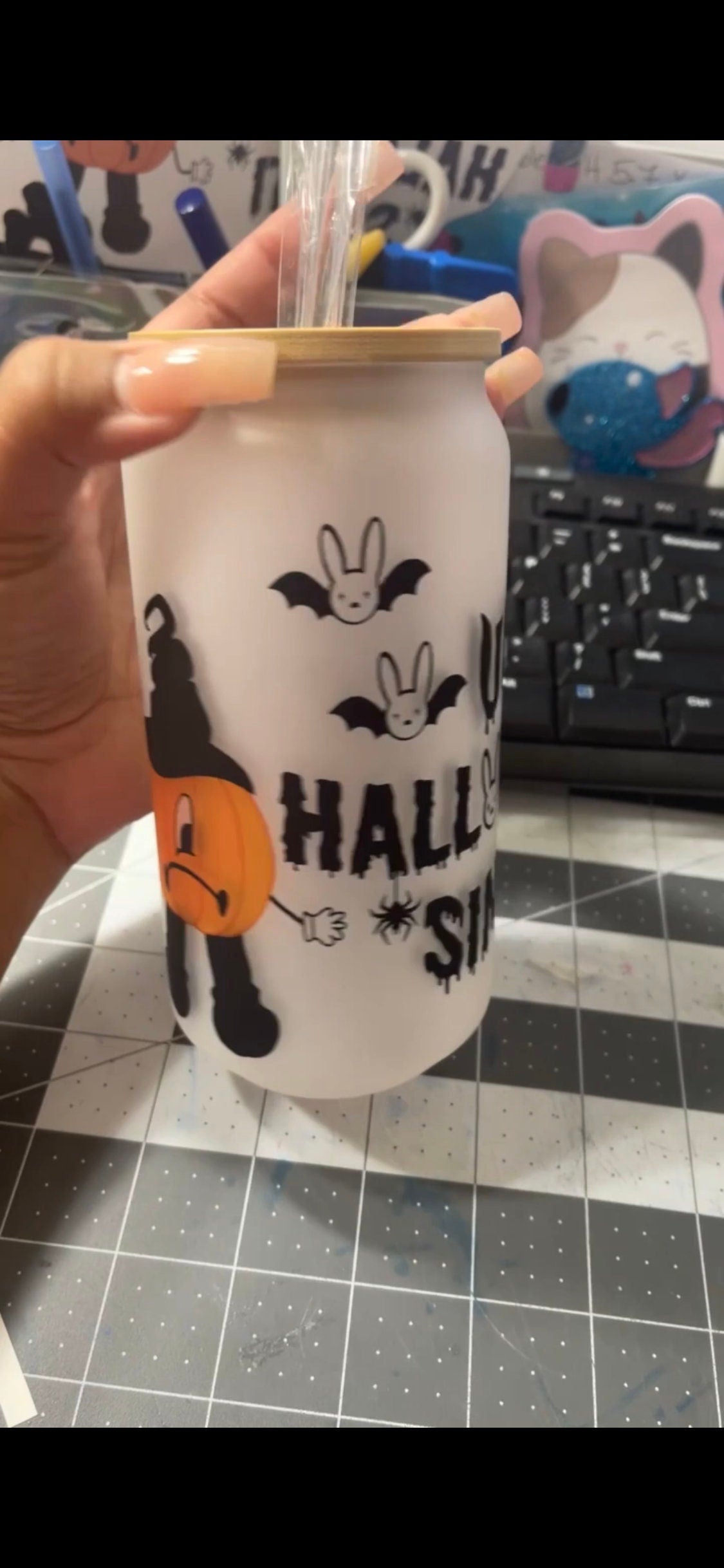 Glass tumbler Bad bunny Pumpkin