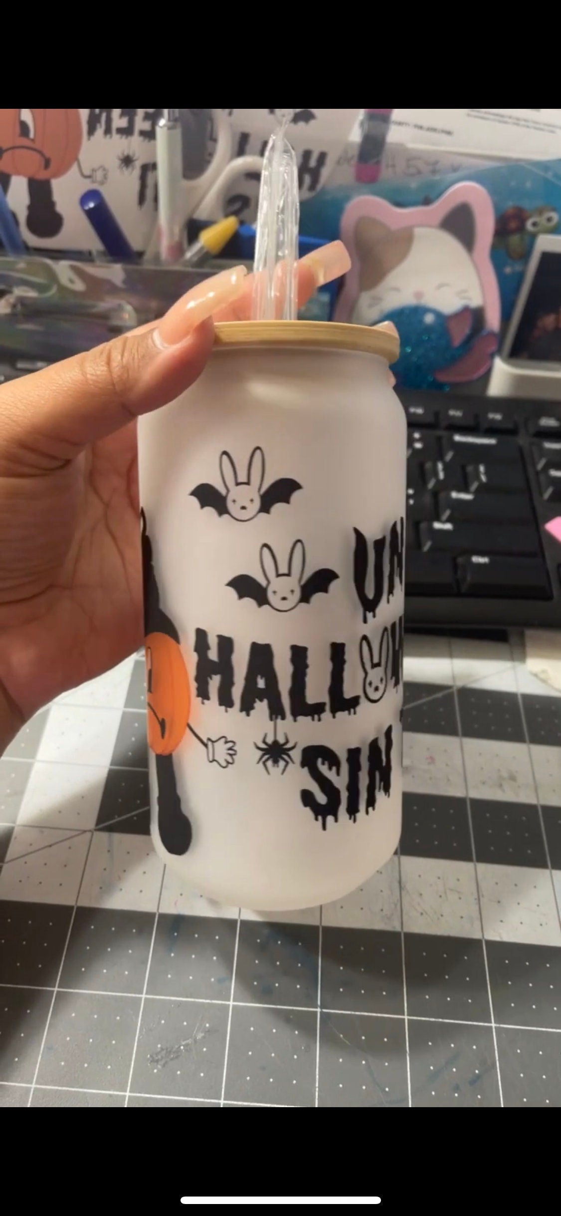 Glass tumbler Bad bunny Pumpkin