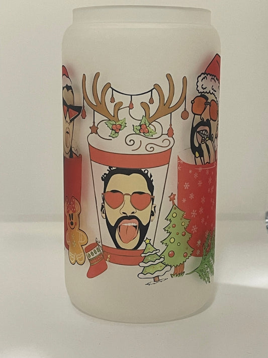 Bad bunny Christmas glass tumbler